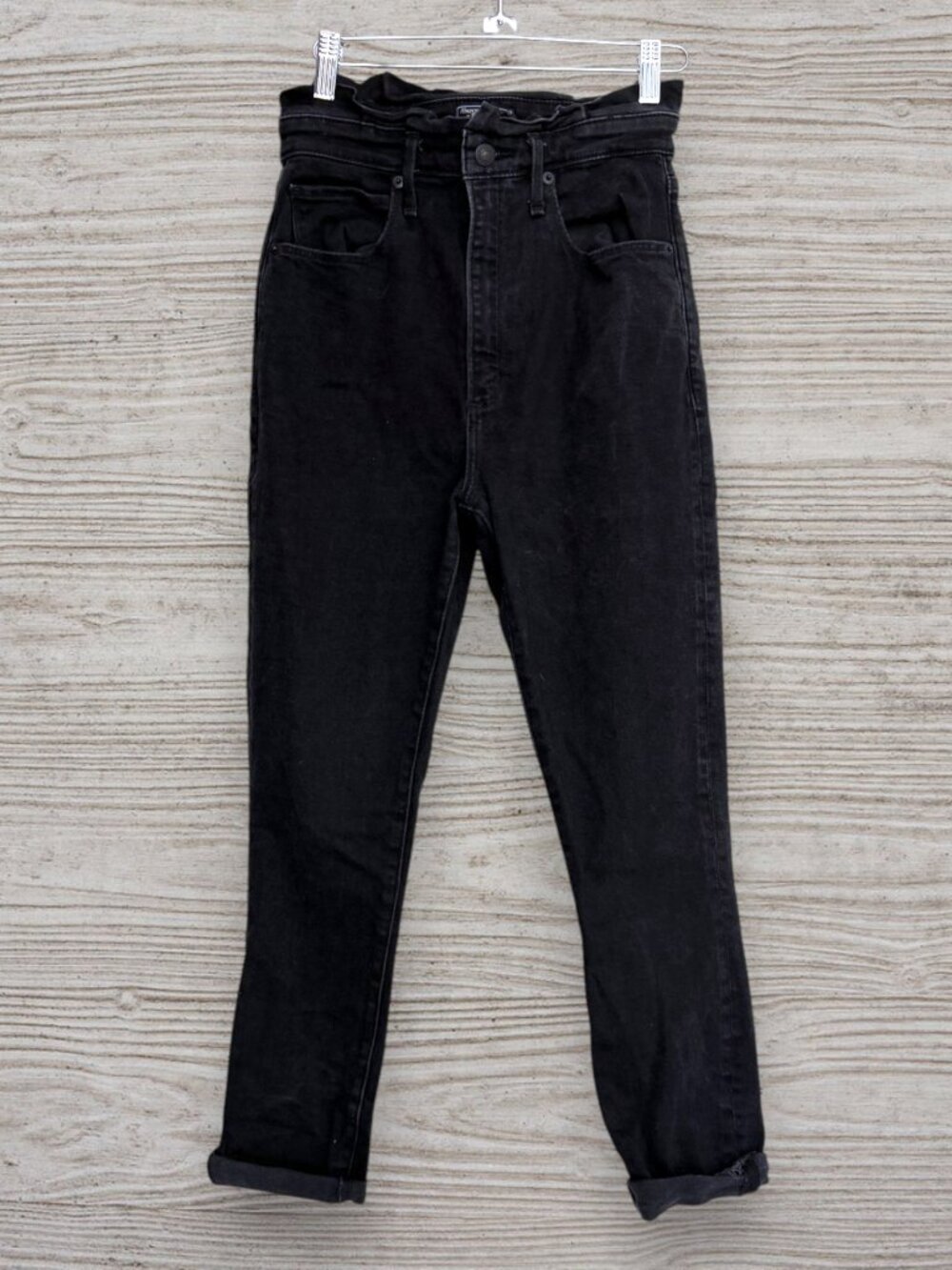 Abercrombie Ultra High Rise Black Skinny Tapered Jeans 26 Paperbag Waist Y2K